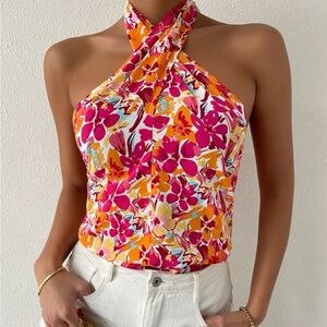 🎈3 for $14🎈 SHEIN Floral Print Backless Halter Top